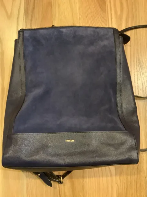 Fossil Elina Blue Leather Convertible Handbag / Backpack EUC