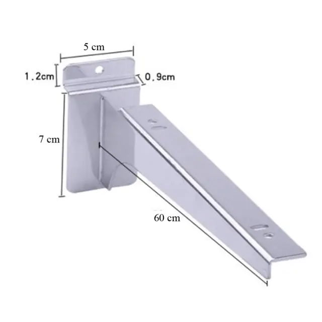 Metal Straight Glass Shelf Holder for Slat wall (2pcs left and right)