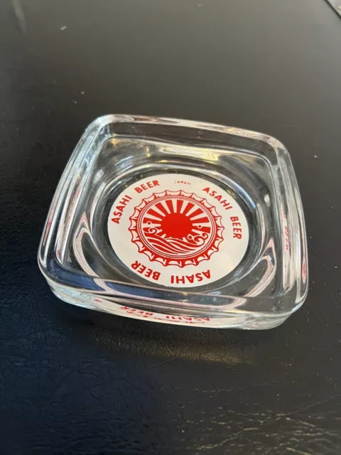 Asahi Beer Clear Glass Bar Coaster/Trinket Holder, Japan