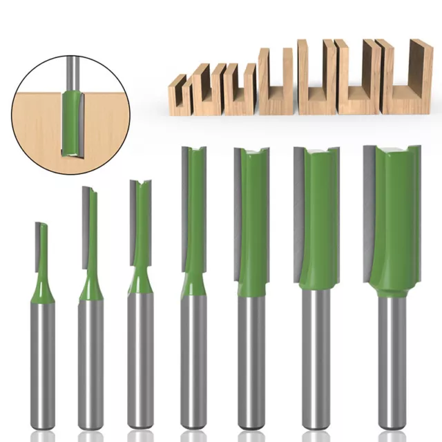 7Pcs 6mm Shank Straight Bit Single Double Flute Router Bit Wood Milling CutUKTO