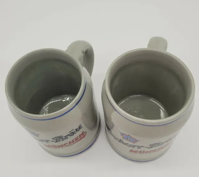 Pschorr Brau Munchen Stoneware Beer Mug Stein Ceramic .25 L / 8.5oz - Set of 2 2
