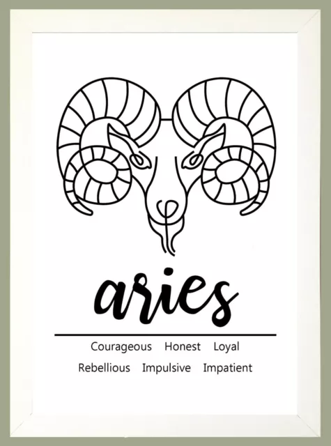 ARIES ZODIAC STAR SIGN Birthday Print sold as Print Only or Framed Options