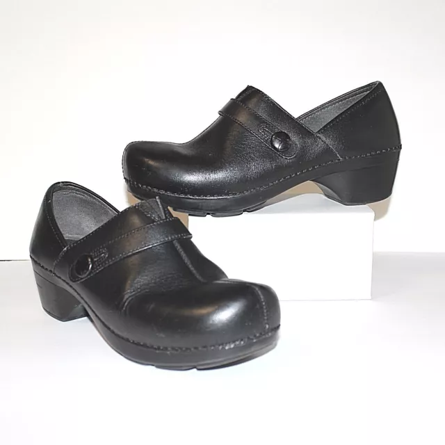 Dansko Solstice Womens Black Leather Casual Professional Clogs Shoes US 9.5 EU40