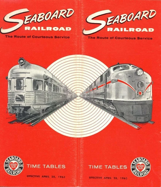 1963 SAL Seaboard Air Line Railroad passenger train timetable (April)