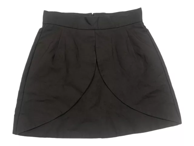 BALENCIAGA Paris 100% Cotton black zip wrap mini skirt Size 36 UP57 2013 01588