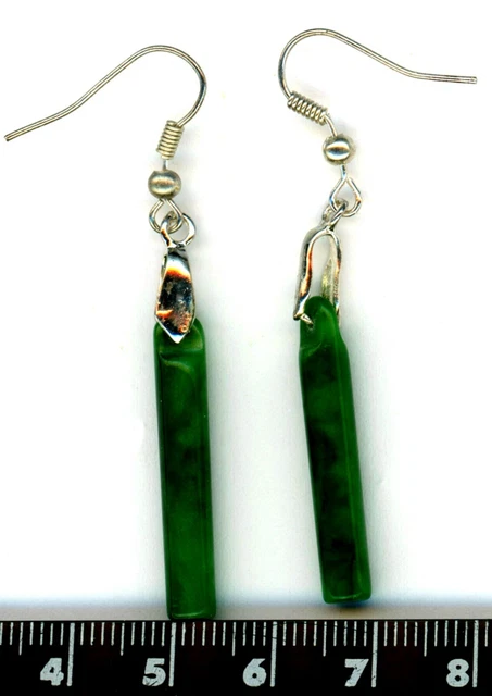 JADE EARRINGS, genuine natural good green color, hand made