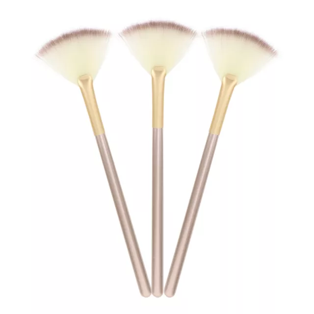 3 Pcs Pinceau De Maquillage Éventail Manche Bois Fard À Paupières