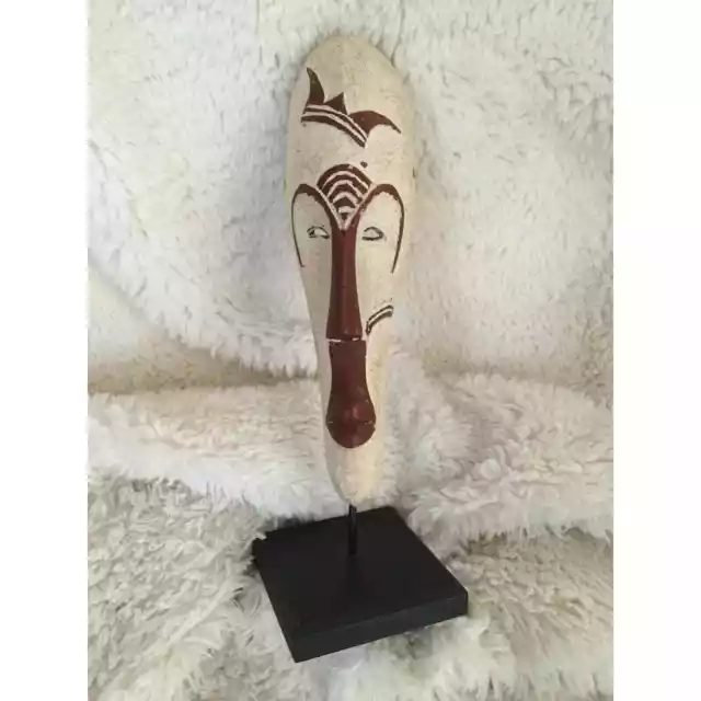 Mask Wood Custom Stand African Art 11 1/4“ Height With Stand