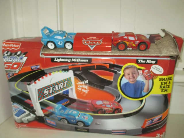 2006 Fisher Price Shake N Go Speedway Disney Cars Lightning McQueen and The King