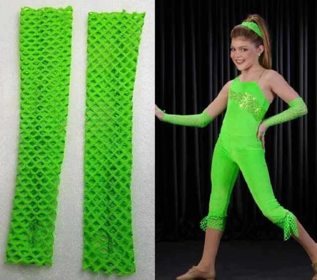 Who Says Dance Costume Flo Green MESH MITTS ONLY Child & Adult Showcase New
