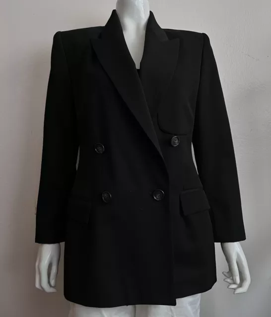 Ellen Tracy Women's Wool Length Blazer Black Size 8 With Pockets