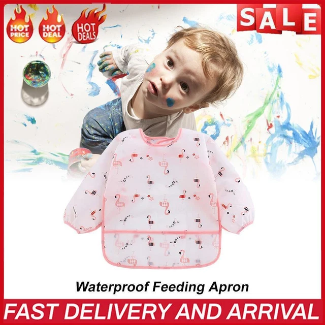 Bebé Babés Alimentación Niños Mono Impermeable Manga Larga (0-3 Años Flamingo