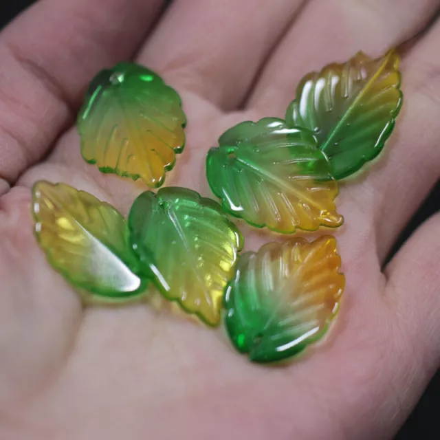 10Pcs 18x24mm Glass Petal Leaf Beaded DIY Bead Jewelry Making Hairpin headwear N