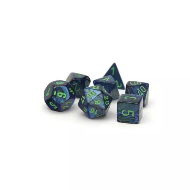 Set 7 DADI Chessex Lustrous Blu Scuro/Verde 27496