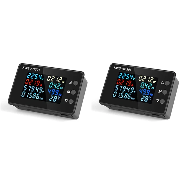 2X Digital Display Current Voltmeter 50-300V AC Wattmeter Multifunction3270