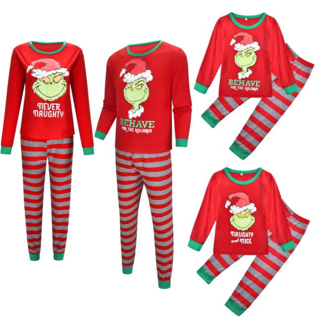 Christmas Pyjamas The Grinch Family Matching Boys Girls PJs Sets Nightwear Gift