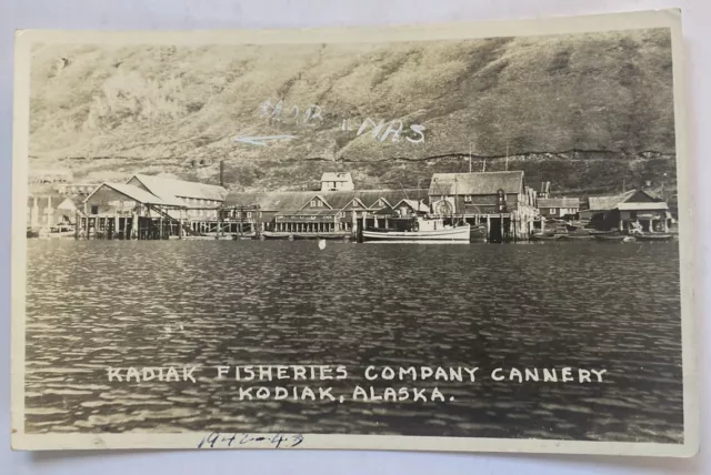 Vintage RPPC Postcard c1942~ Kadiak Fisheries Company Cannery View ~ Alaska AK