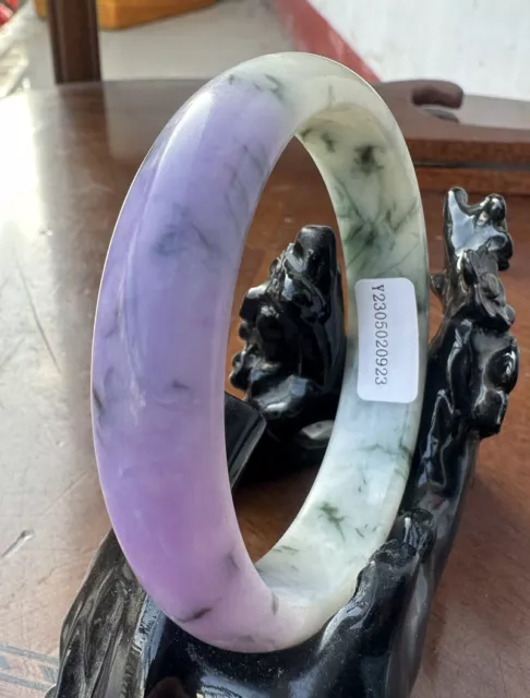 Certified Grade AAA Burmese Icy Green Lavender jade jadeite bracelet bangle 59mm