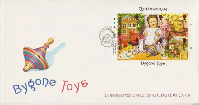 Unaddressed Guernsey FDC Cover 1994 Christmas Bygone Toys 13p