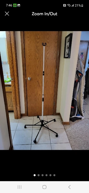Pitch-It by Sharps Foldable Portable IV Pole Stand Double Hook Adjustable Height
