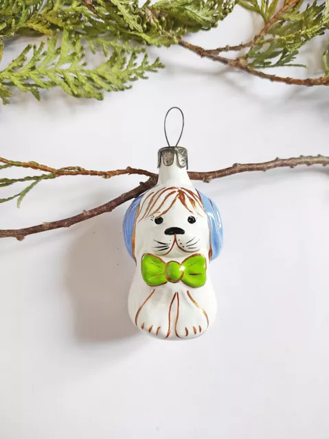 Christmas Glass Ornament Dog Xmas tree Decoration New Year Vintage USSR