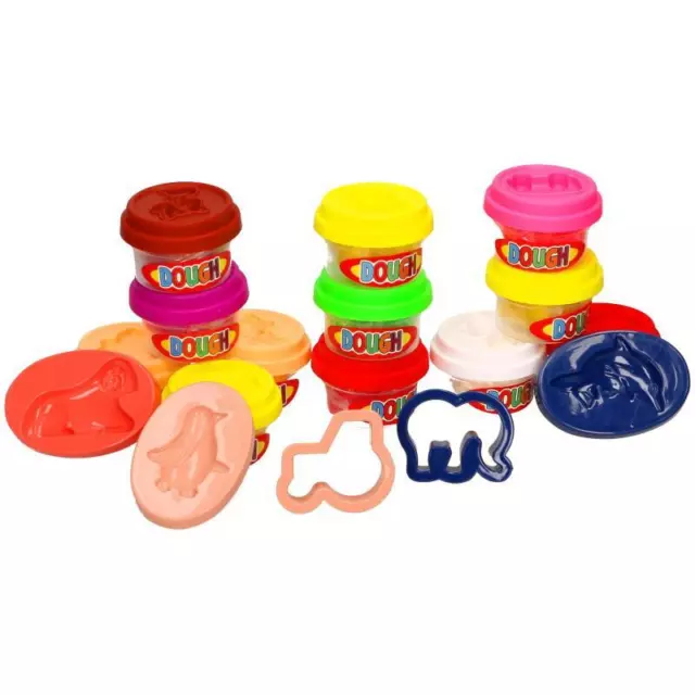 Kids Dough Tubs Modelling Sets Colours Shapes Tools Craft Clay Animals Play  Fun