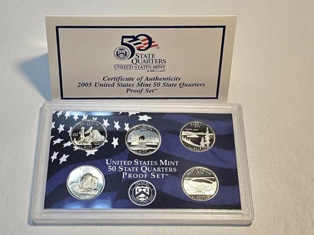 2005 United States Mint 50 State Quarters Proof Set Certificated San Francisco