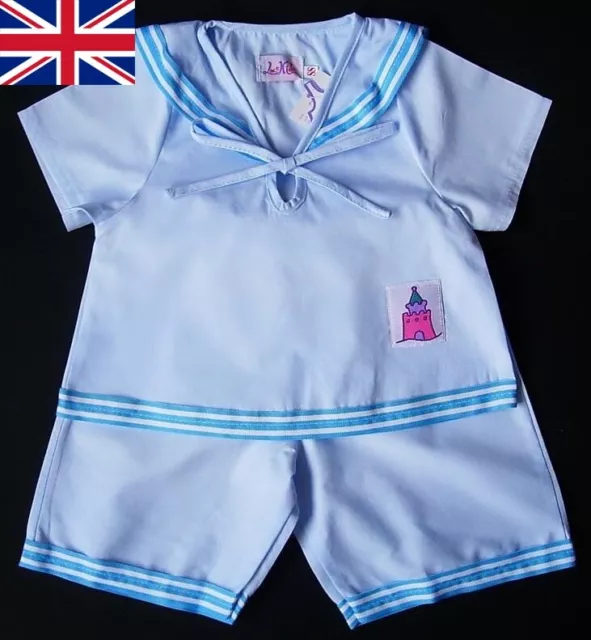 BABY BOY SAILOR OUTFIT Pale Blue Comfort Christening Casual Wear Cotton Pyjamas