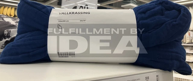 Brand New IKEA VALLKRASSING 59x79 " Dark Blue Throw 305.420.96