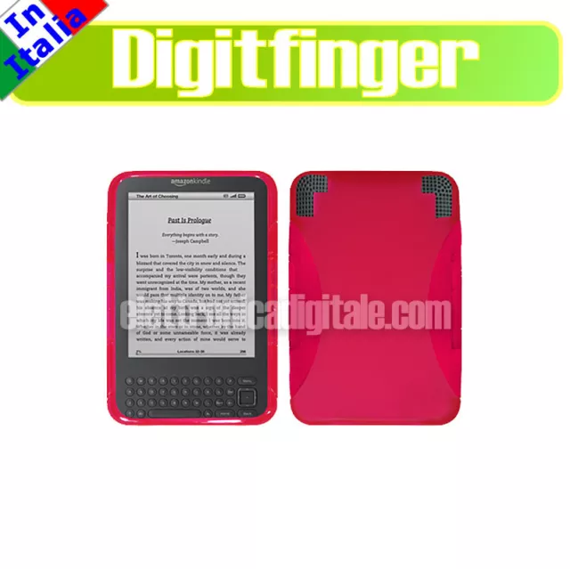 AMAZON KINDLE 3 Bella CUSTODIA Cover Guscio Case in TPU Gel FUCSIA Nuova