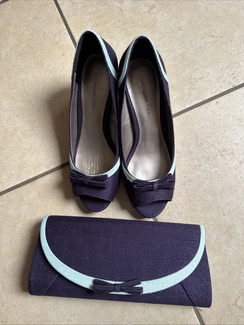 LADIES JACQUES VERT Navy Light Blue Trim Bag Matching Shoes