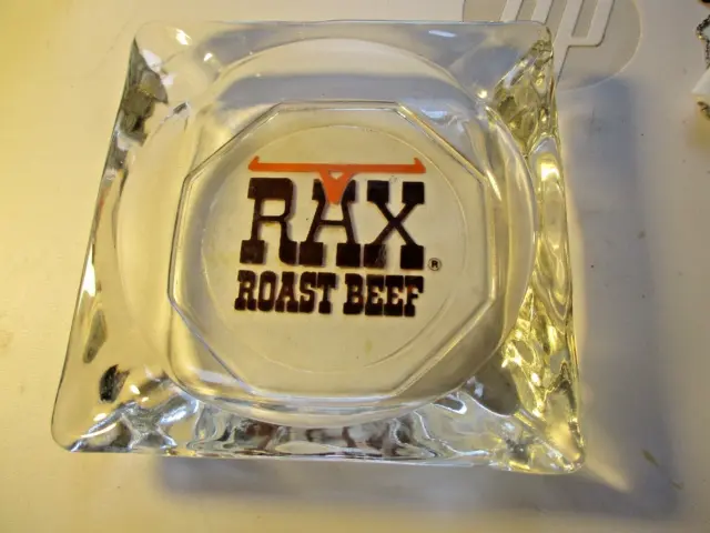 Vintage RAX Restaurants Roast Beef Advertising Glass Ashtray