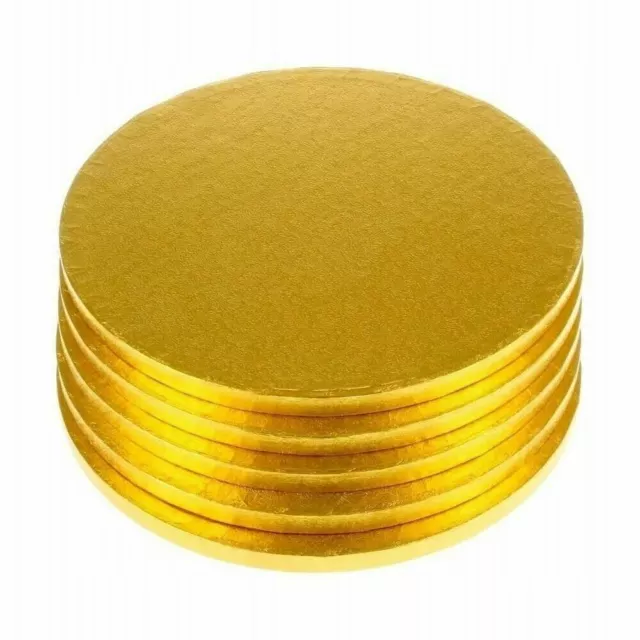 Masonite Cake Board Gold Round Various Sizes 5mm - 10Pc Wedding Party Cake Boxes