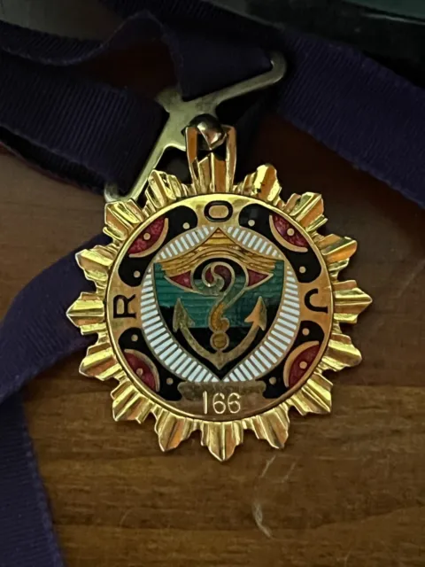 Rare Collectible Royal Order of Jesters Enameled Purple Ribbon Medal