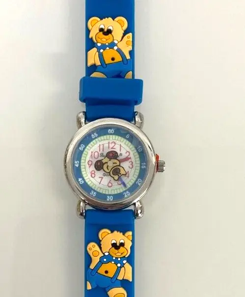 Montre enfant bleue motifs nounours - pour garçons et filles