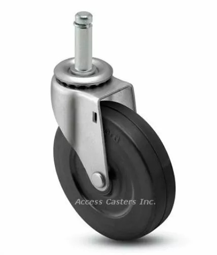 3SRCRS-211 3" Swivel Caster, Soft Rubber Wheel, 7/16 x 1-7/16 Grip Ring Stem