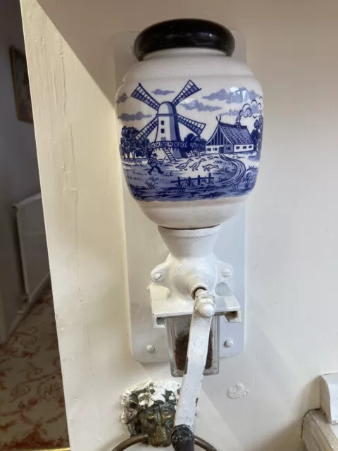 Vintage Coffee Grinder Mill Dutch Design Wall Mounted Kitchen Decor Delft 1970’s