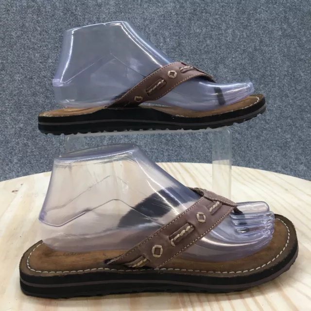 Clarks Sandals Womens 8 M Thong Flats Brown Leather Flip Flop Toe-post Casual