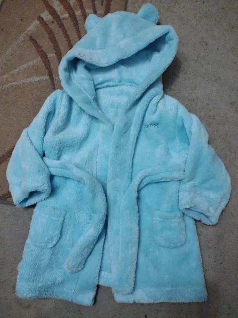 Cute Blue Boy Baby Bath Robe Dressing Gown 18-24 months personalised James