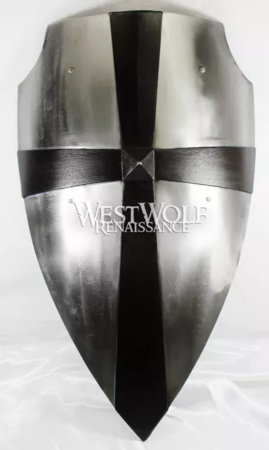 Hand-Forged Medieval Cross Shield - Battle-Ready Steel --- sca/larp/gothic/armor
