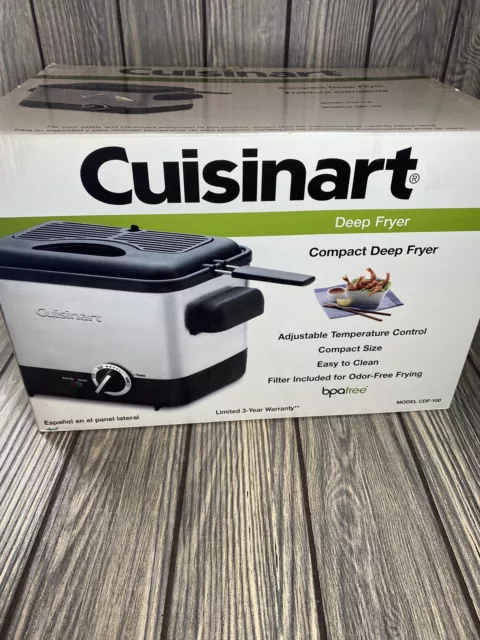 Cuisinart CDF-100 Compact 1.0 Liter Deep Fryer  Brushed Stainless Steel New