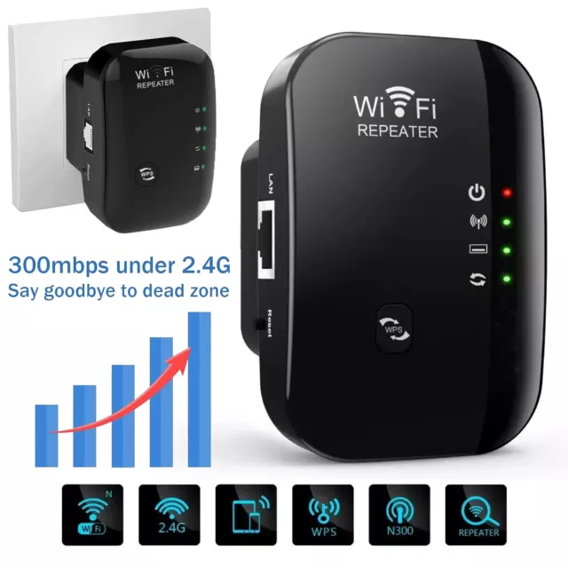 2.4G/300Mbps WiFi Repeater WLAN Verstärker Wireless WiFi Range Extender WPS DHL