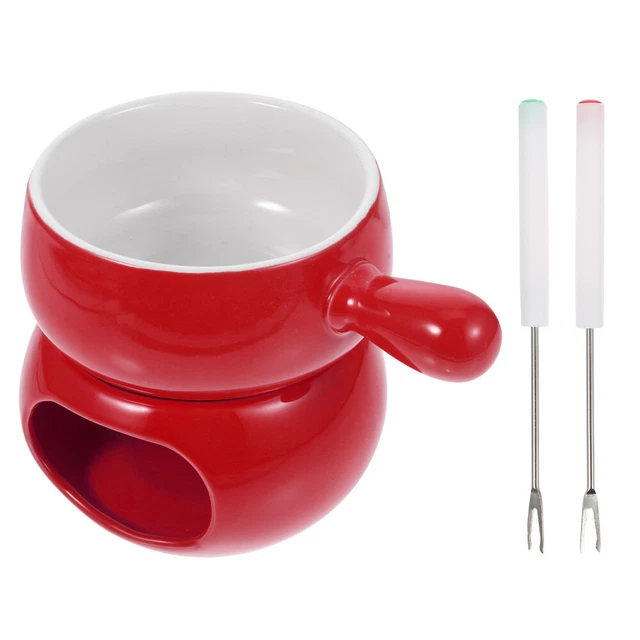 Fonduta Di Cioccolato O Formaggio - Set Ceramica A Cuore Con 4 Forchette, Senza Candela - Foto 7