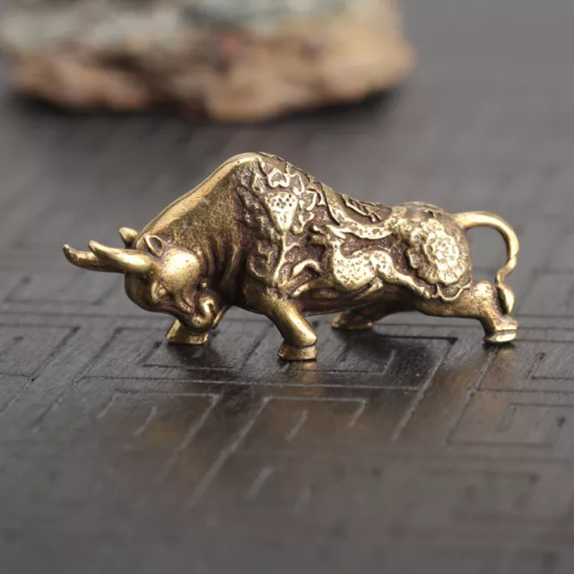 Chinese Old Antique Collectible Brass cattle Pendant hand piece statue