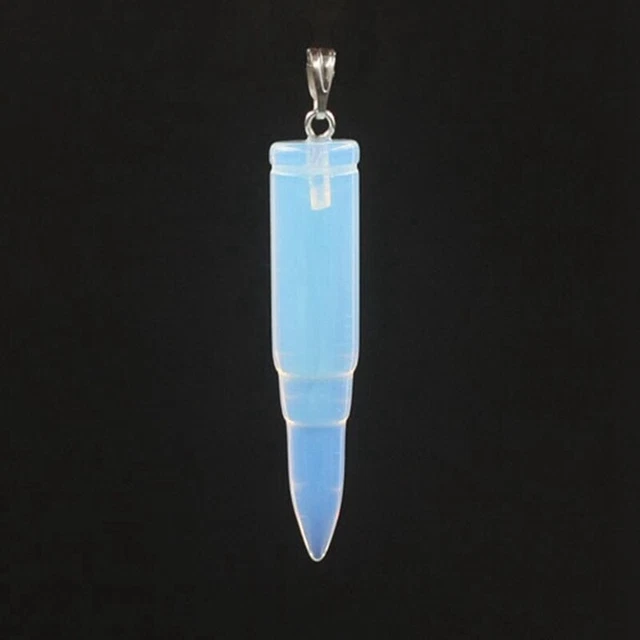 Natural Opal Quartz Crystal Bullet Pendant Chakra Healing Stone Necklace Amulet