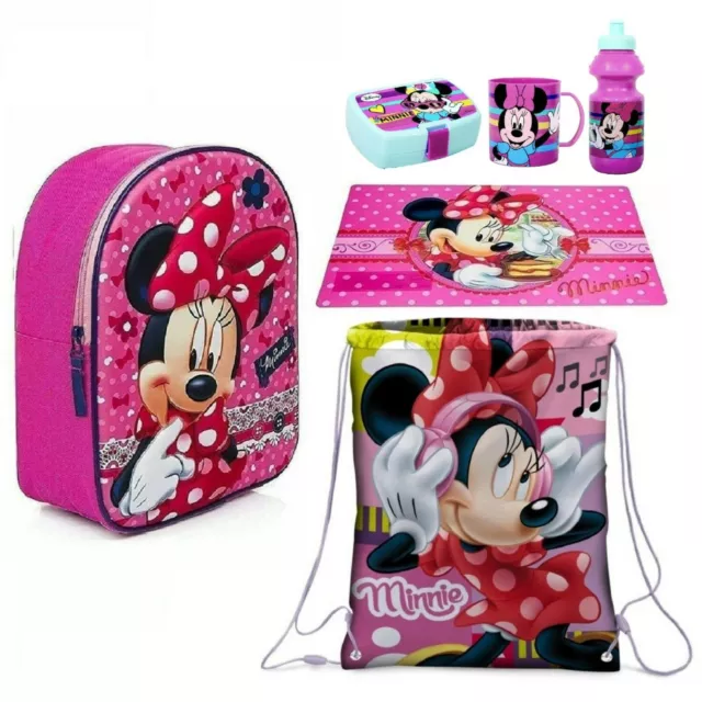 Minnie Mouse Selfie Disney Sac à Dos En 3D Set École Maternelle 6pezzi