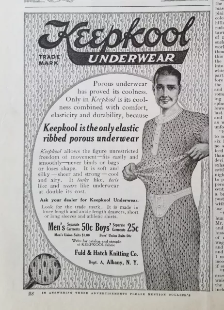 1910 Keepkool Mens Underwear Elastic Ribbed Porous Fashion Clothing Original Ad