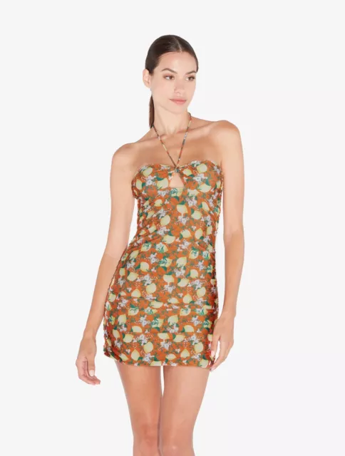 $610 New La Perla Amalfi Twist Printed Short Dress Orange Fitted Bodycon S SEXY!