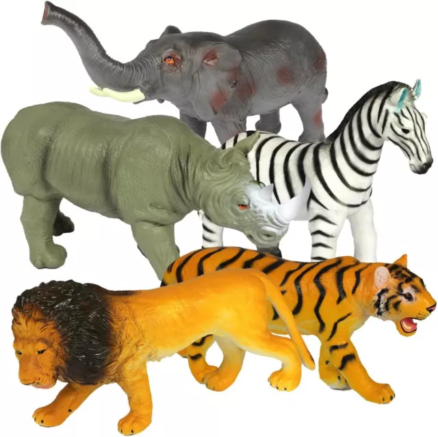 Large Jumbo Safari Animal Figures - Realistic Toys. Zeb, Lion, Tiger, Rhin, Elep