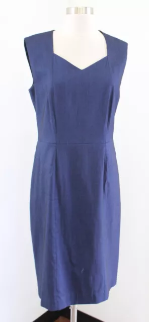 Boss Hugo Boss Womens Delura Blue V Neck Wool Blend Sheath Dress Size US 8